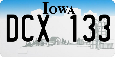 IA license plate DCX133