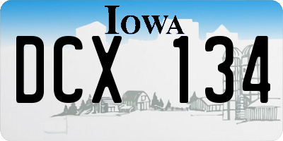 IA license plate DCX134