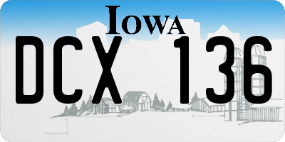 IA license plate DCX136