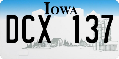 IA license plate DCX137