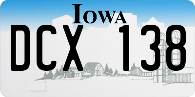 IA license plate DCX138