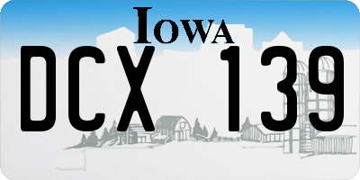 IA license plate DCX139