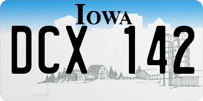 IA license plate DCX142
