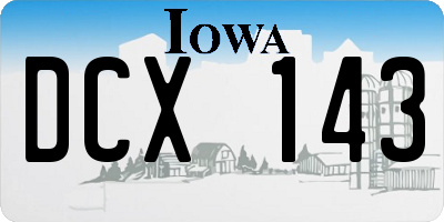 IA license plate DCX143