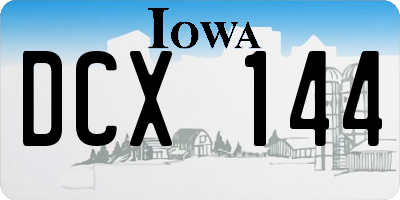 IA license plate DCX144