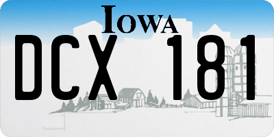 IA license plate DCX181