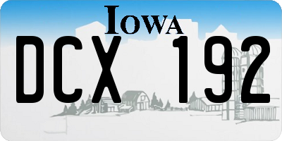 IA license plate DCX192