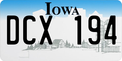 IA license plate DCX194