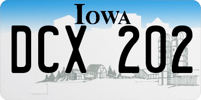 IA license plate DCX202