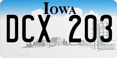 IA license plate DCX203
