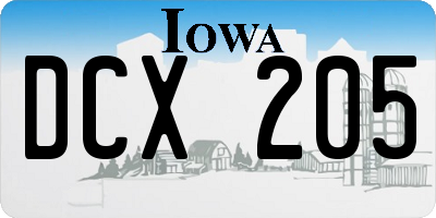 IA license plate DCX205