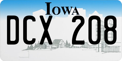 IA license plate DCX208