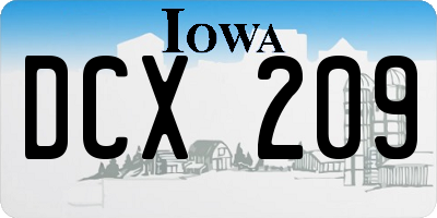 IA license plate DCX209