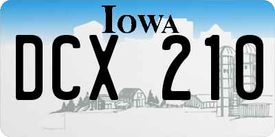 IA license plate DCX210