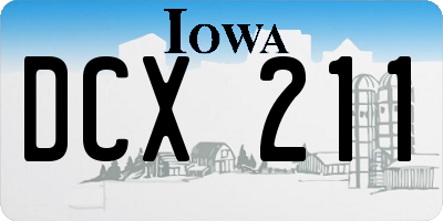 IA license plate DCX211