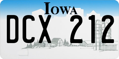 IA license plate DCX212