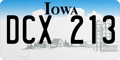 IA license plate DCX213
