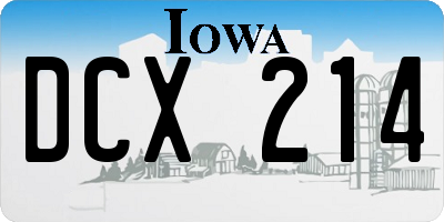 IA license plate DCX214