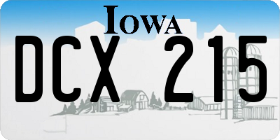 IA license plate DCX215