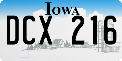 IA license plate DCX216