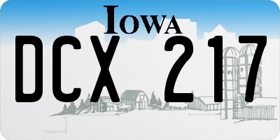 IA license plate DCX217