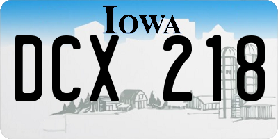 IA license plate DCX218