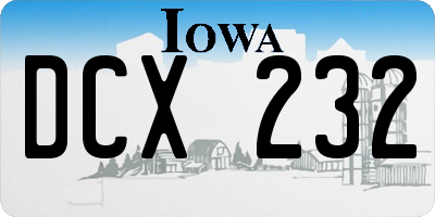 IA license plate DCX232