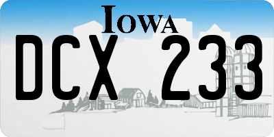 IA license plate DCX233