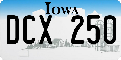 IA license plate DCX250