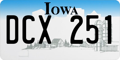 IA license plate DCX251