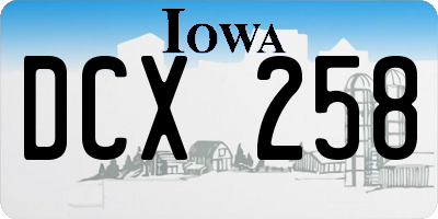 IA license plate DCX258