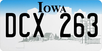 IA license plate DCX263