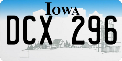 IA license plate DCX296