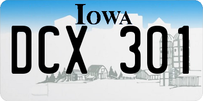 IA license plate DCX301