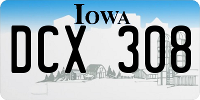 IA license plate DCX308