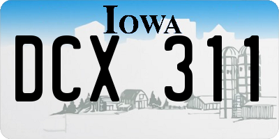 IA license plate DCX311