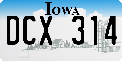 IA license plate DCX314