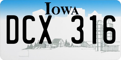 IA license plate DCX316