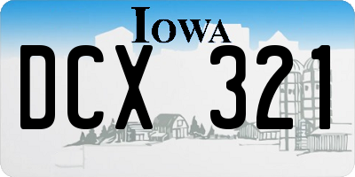 IA license plate DCX321