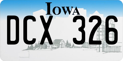 IA license plate DCX326