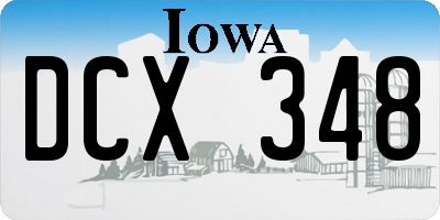IA license plate DCX348
