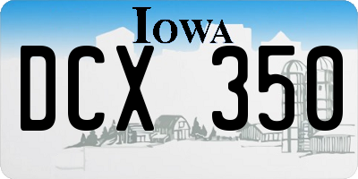 IA license plate DCX350