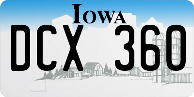 IA license plate DCX360