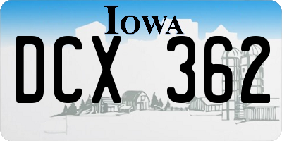 IA license plate DCX362