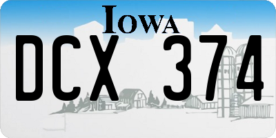 IA license plate DCX374