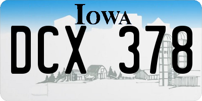IA license plate DCX378