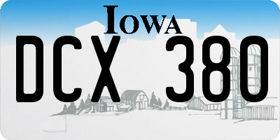 IA license plate DCX380