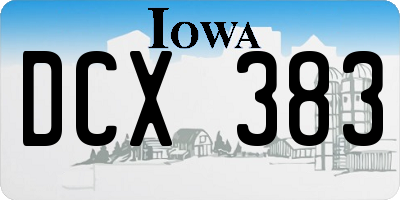 IA license plate DCX383