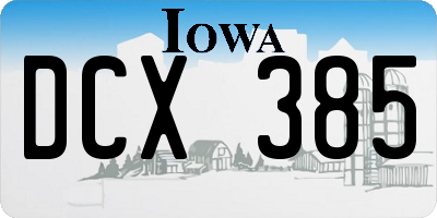IA license plate DCX385
