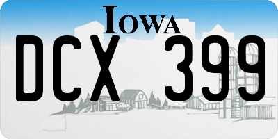 IA license plate DCX399